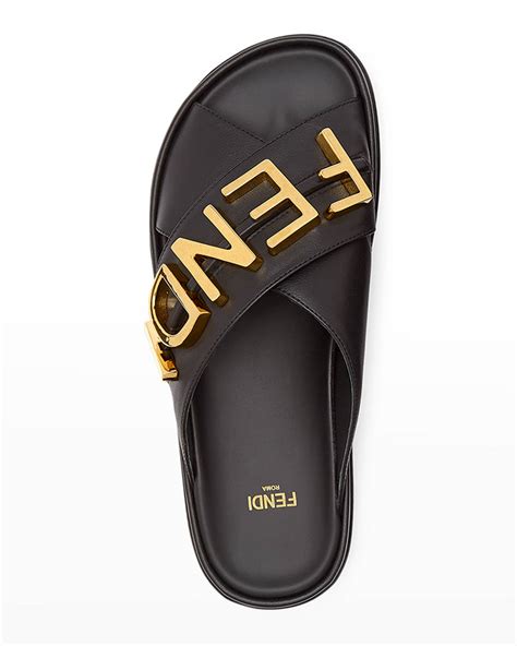 fendi logo letter crisscross slide sandals|fendi monogram sandals.